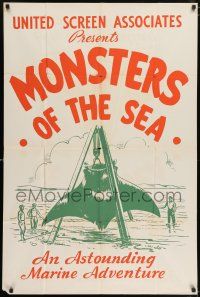 7t328 DEVIL MONSTER 1sh R30s Monsters of the Sea, cool artwork of giant manta ray!