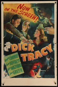 7t330 DICK TRACY style A 1sh '45 art of Conway as Chester Gould's classic cartoon strip detective!