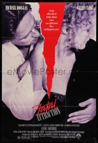 7t359 FATAL ATTRACTION 1sh '87 Michael Douglas, Glenn Close, a terrifying love story!