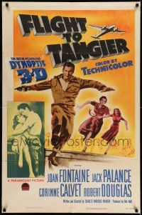 7t393 FLIGHT TO TANGIER 3D 1sh '53 Joan Fontaine & Jack Palance in new perfected Dynoptic 3-D!