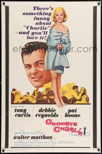 7t429 GOODBYE CHARLIE 1sh '64 Tony Curtis, sexy barely-dressed Debbie Reynolds, Pat Boone!