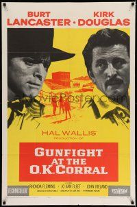 7t440 GUNFIGHT AT THE O.K. CORRAL 1sh '57 Burt Lancaster, Kirk Douglas, John Sturges classic!