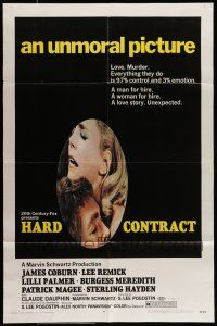 7t456 HARD CONTRACT 1sh '69 sexy close-up romantic image of James Coburn & Lee Remick!