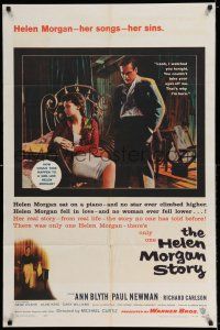 7t473 HELEN MORGAN STORY 1sh '57 Paul Newman loves pianist Ann Blyth, her songs, and her sins!