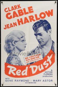 7t735 RED DUST 1sh R63 great close-up of Clark Gable & sexy Jean Harlow!