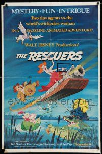 7t745 RESCUERS 1sh '77 Disney mouse mystery adventure cartoon from depths of Devil's Bayou!