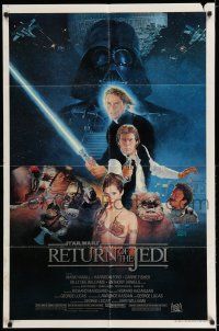 7t749 RETURN OF THE JEDI style B 1sh '83 George Lucas classic, great cast montage by Sano!