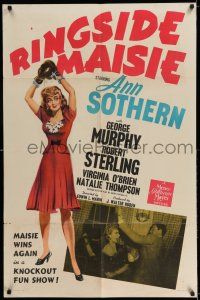 7t768 RINGSIDE MAISIE 1sh '41 great full-length art of Ann Sothern tapping boxing gloves over head!