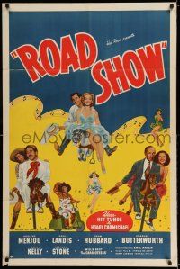 7t776 ROAD SHOW 1sh '41 Hal Roach, Adolphe Menjou, Carole Landis!