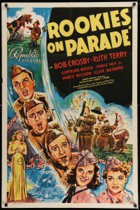 7t802 ROOKIES ON PARADE 1sh '41 Bob Crosby, Ruth Terry, military musical!
