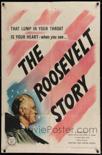 7t803 ROOSEVELT STORY 1sh '48 former President Franklin Delano biography!