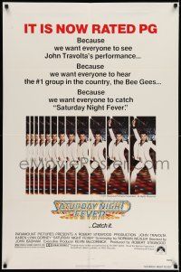 7t822 SATURDAY NIGHT FEVER PG-rated 1sh R1979 multiple images of disco dancer John Travolta!