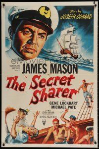 7t830 SECRET SHARER style A 1sh '52 cool artwork of sea captain James Mason, Joseph Conrad's story!