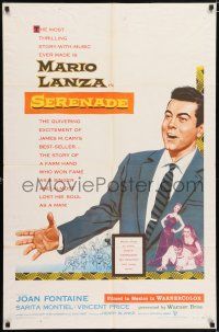 7t833 SERENADE 1sh '56 art of Mario Lanza, from the story by James M. Cain, Anthony Mann