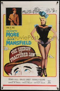 7t840 SHERIFF OF FRACTURED JAW 1sh '59 sexy burlesque Jayne Mansfield, sheriff Kenneth More!