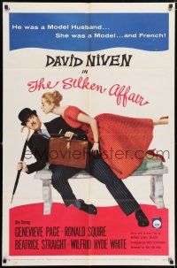 7t847 SILKEN AFFAIR 1sh '56 David Niven is a model husband, sexy Genevieve Page is a French model!