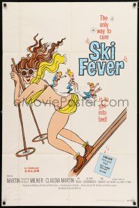 7t852 SKI FEVER 1sh '69 Curt Siodmak directed, Martin Milner, sexy art of bikini clad skier!