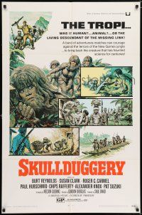 7t853 SKULLDUGGERY 1sh '70 Burt Reynolds, Susan Clark, art of half-man/half-ape beasts!