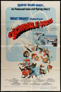7t859 SNOWBALL EXPRESS 1sh '72 Walt Disney, Dean Jones, wacky winter fun art!