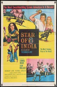 7t866 STAR OF INDIA 1sh '56 Cornel Wilde, Jean Wallace, Herbert Lom!