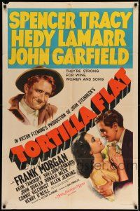 7t916 TORTILLA FLAT style C 1sh '42 art of Spencer Tracy, pretty Hedy Lamarr & John Garfield!