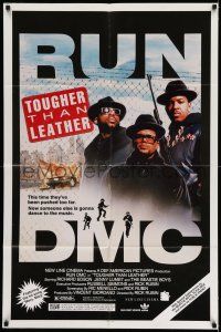 7t917 TOUGHER THAN LEATHER 1sh '88 great image of Run DMC, Darryl McDaniels, Jam Master Jay!