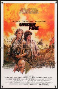 7t922 UNDER FIRE 1sh '83 Nick Nolte, Gene Hackman, Joanna Cassidy, great Struzan art!