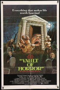7t934 VAULT OF HORROR 1sh '73 Tales from Crypt sequel, cool art of death's waiting room!