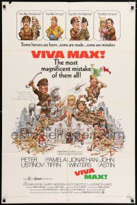 7t940 VIVA MAX 1sh '70 Peter Ustinov, Jonathan Winters, great Jack Davis art of cast!