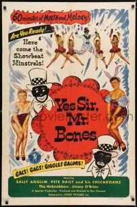 7t986 YES SIR MR BONES revised 1sh '51 your laff-time when these showboat minstrels come to town!