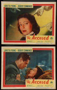 7w959 ACCUSED 2 LCs '49 directed by William Deterle, sexy Loretta Young & Robert Cummings!