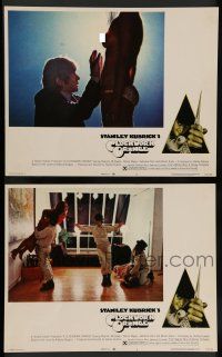 7w968 CLOCKWORK ORANGE 2 LCs '72 Malcolm McDowell in Stanley Kubrick ultra-violence classic!