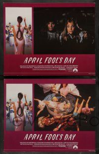 7w049 APRIL FOOLS DAY 8 English LCs '86 director Fred Walton, wacky horror slasher comedy images!