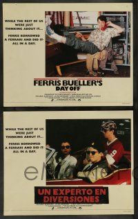 7w227 FERRIS BUELLER'S DAY OFF 8 English LCs '86 Matthew Broderick, sexy Mia Sara, Alan Ruck!