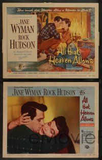 7w036 ALL THAT HEAVEN ALLOWS 8 LCs '55 Rock Hudson & Jane Wyman, directed by Douglas Sirk!