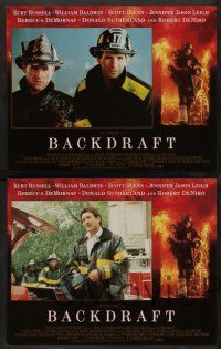 7w063 BACKDRAFT 8 LCs '91 firefighter Kurt Russell, William Baldwin, directed by Ron Howard!