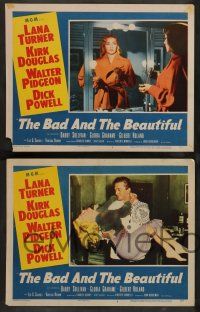 7w895 BAD & THE BEAUTIFUL 4 LCs '53 Kirk Douglas, Lana Turner, Barry Sullivan, Grahame, Purcell!