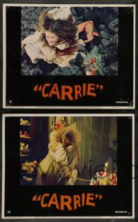7w126 CARRIE 8 LCs '76 Stephen King, Sissy Spacek & crazy mother Piper Laurie!
