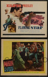 7w237 FLAMING STAR 8 LCs '60 Elvis Presley playing guitar & with rifle, Barbara Eden!