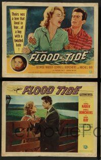 7w241 FLOOD TIDE 8 LCs '58 George Nader, their love lived in fear of a boy with a twisted hate!