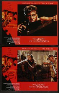 7w267 GHOST & THE DARKNESS 8 LCs '96 great images of hunters Val Kilmer & Michael Douglas, more!