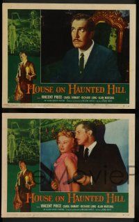 7w814 HOUSE ON HAUNTED HILL 7 LCs '59 William Castle, Vincent Price, classic horror images!