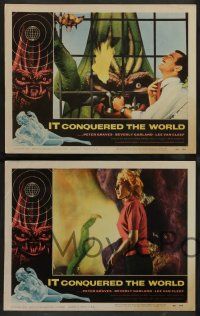 7w346 IT CONQUERED THE WORLD 8 LCs '56 Roger Corman, AIP, Kallis border art & cool monster images!