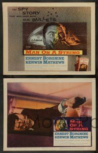 7w411 MAN ON A STRING 8 LCs '60 counterspy Ernest Borgnine, Andre de Toth espionage thriller!