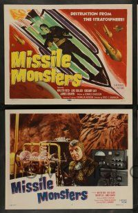 7w439 MISSILE MONSTERS 8 LCs '58 aliens bring destruction from the stratosphere, wacky sci-fi!