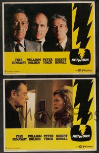 7w474 NETWORK 8 LCs '76 William Holden, Faye Dunaway, Paddy Chayefsky, Sidney Lumet classic!