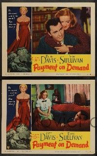 7w913 PAYMENT ON DEMAND 4 LCs '51 cool images of Kent Taylor, pretty Bette Davis, Barry Sullivan!
