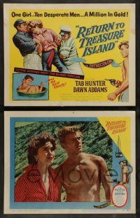 7w570 RETURN TO TREASURE ISLAND 8 LCs '54 great images of Tab Hunter & sexy Dawn Addams!