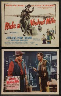 7w574 RIDE A VIOLENT MILE 8 LCs '57 cowboy John Agar headed for trouble on a path of treachery!