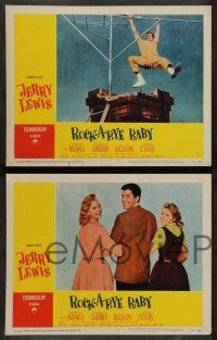 7w578 ROCK-A-BYE BABY 8 LCs '58 images of wacky Jerry Lewis, Marilyn Maxwell, Connie Stevens!